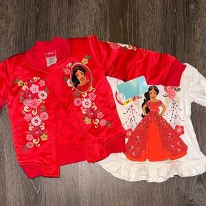Disney Elena of Avalor bomber jacket and long sleeve shirt size 3T